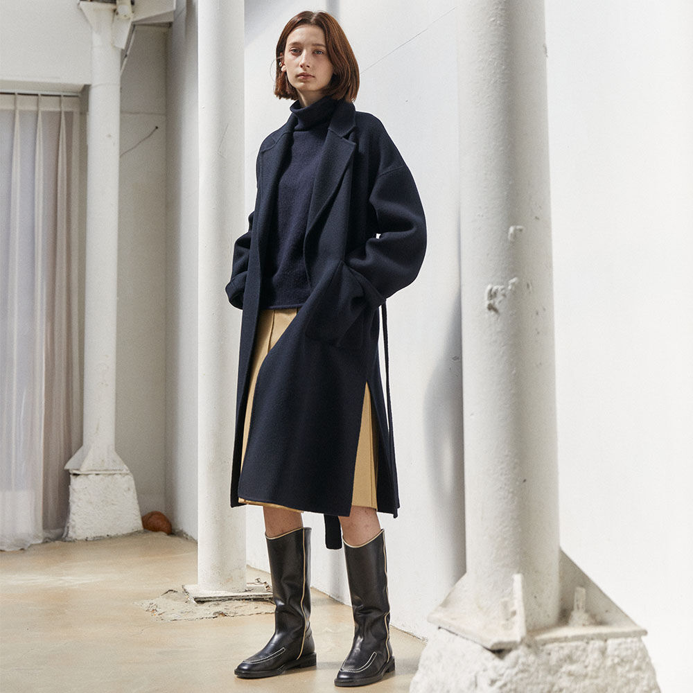 [븐츠] ARES_HANDMADE BELTED COAT_NAVY
