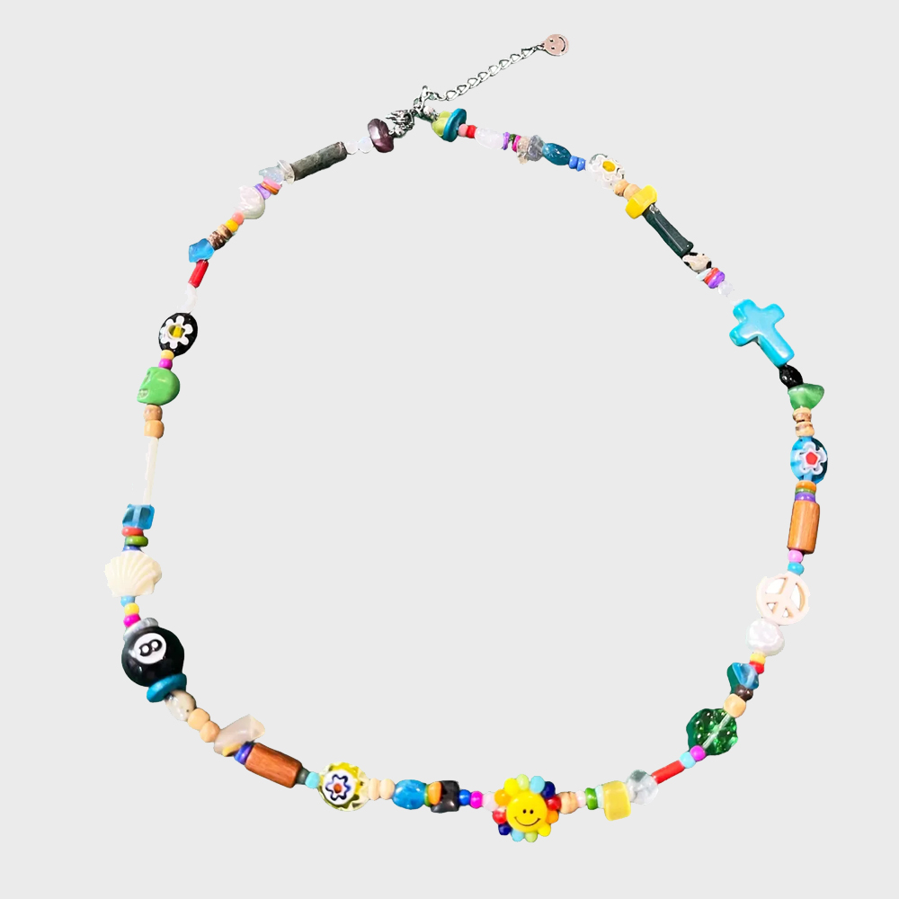 [스케이터락] Smiley Multi Beads Necklace (Multi)