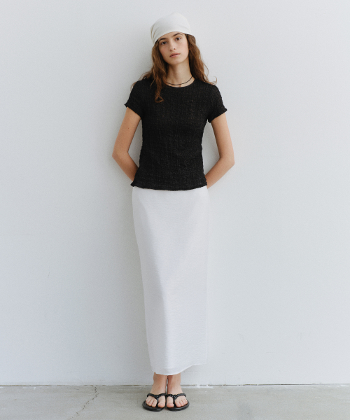 [유라고] Silk back slit long skirt U260315