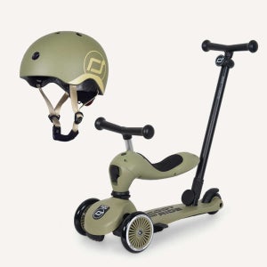 [뉴컬러출시] 킥1 푸시앤고(올리브)+헬멧S 아기킥보드 유아 어린이 씽씽카