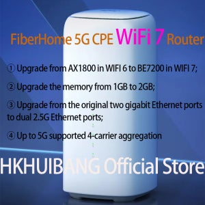 파이버홈 5G CPE 프로 LG6851F WiFi 7 라우터 BE7200 듀얼 2.5G 이더넷 포트 NFC 4G LTE Cat19 무선 WiFi 5G 심 모뎀 4x4 MIMO
