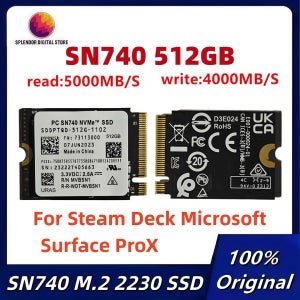 URAS 오리지널 SN740 512GB M.2 NVMe 2230 PCIe4.0x4 SSD 솔리드 스테이트 드라이브 (마이크로소프트 서피스 프로X, 서피스 랩탑 3, 스팀 덱용)