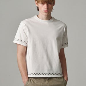 [문선] UNISEX, Stud Line Half T-Shirt / WHITE MS261UTS06WH00