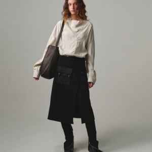 [문선] Swedish Motorcycle Wrap Skirt / BLACK MS261WST03BK00