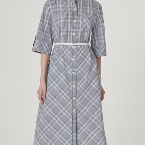 [키이스] 체크 벨트 반소매 원피스 KE23M1FRD4339