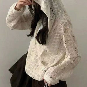 바람막이/아노락 [살안타템🌻] 헤이디 펀칭 레이스 점퍼 JP1206봄 간절기 자수 레이스 루즈핏 숏 기본 베이직 니트 하객룩 데이트룩 벚꽃룩 여행 휴가룩 살안타템 오피스 출근룩