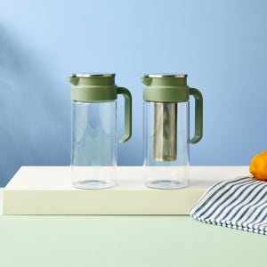 골라쓰는 내열유리 물병 1.2L 2P세트 일반형+티망형 그린