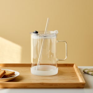 트라이탄 빨대 내열 유리 손잡이 텀블러 1L