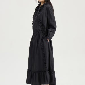[럭키슈에뜨]Ruffle Point Hood Long Dress (black) 블랙 LFDAM26330BKX