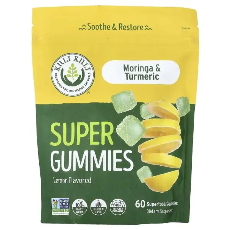 <b>Kuli Kuli</b>, 슈퍼 구미젤리, 모링가와 강황, 레몬, 푸드 구미젤리 60개