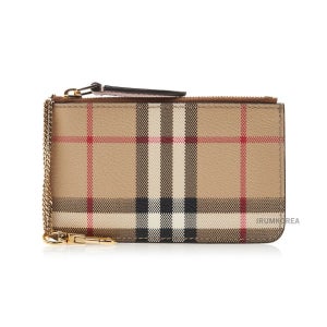 버버리 체크 레더 코인 지갑 8094428 LS KELBROOK DFC A7026 FW24 여성 빈티지 카드지갑 124129445