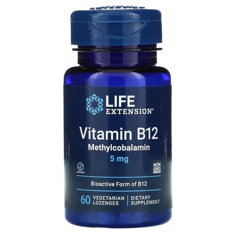 Life Extension <b>비타민B12 메틸코발라민 5mg</b> 채식주의자용 사탕 60개