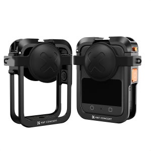 K&F CONCEPT DJI Osmo 360용 알루미늄 카메라 케이지 실리콘 렌즈 커버 내장 보호 케이스 콜드 슈 2개 충전 포트 개구부 포함