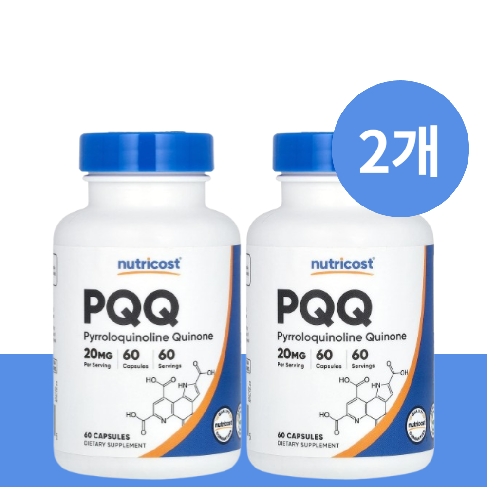 뉴트리코스트 <b>PQQ 피롤로퀴놀린 퀴논</b> 20mg 캡슐 60정 (2개)
