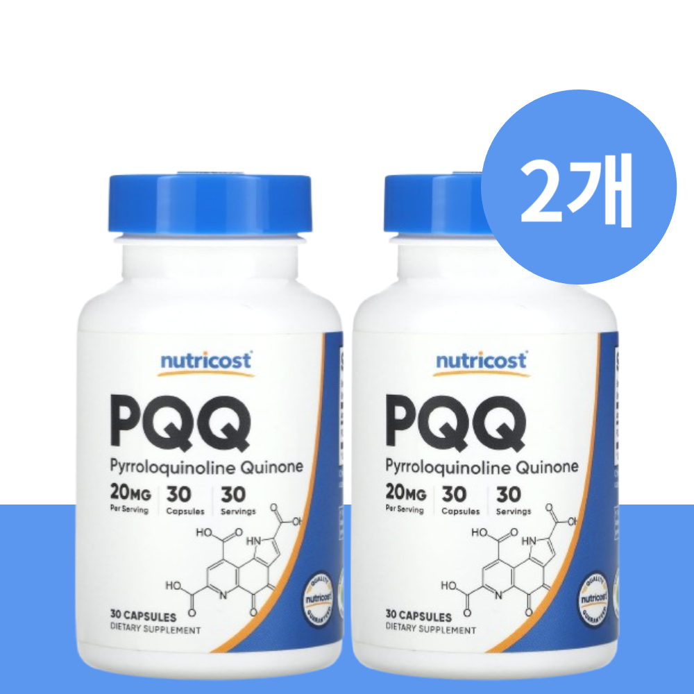 뉴트리코스트 <b>PQQ 피롤로퀴놀린 퀴논</b> 20mg 캡슐 30정 (2개)