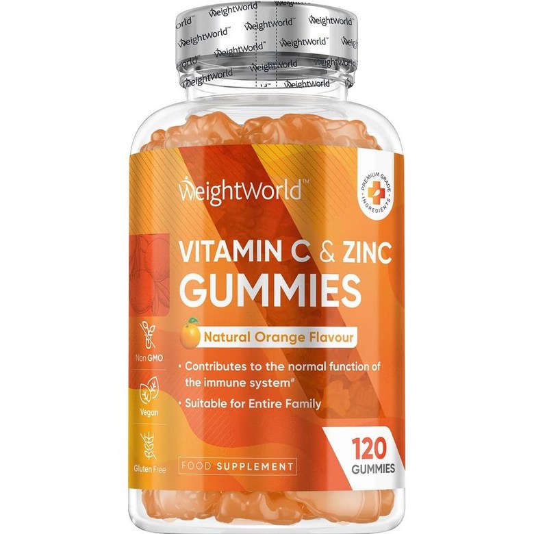 <b>웨이트월드</b> 비건 비타민C 아연 구미 젤리 오렌지맛  4개  120정