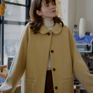 [레터프롬문] [셀렉티드아우터][겨울코트 베스트❄️] 헤어리 라운드 카라 울 하프 코트 ( 3 colors )