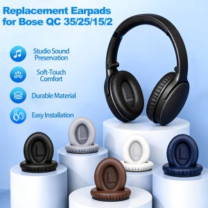 Bose Quietcomfort QC2 QC15 호환 이어패드 1쌍, Soundlink/ Around-Ear II AE2 헤드폰 호환, 업그레이드된 고밀도 메모리폼, 부드럽고 피부