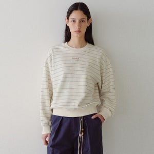 엔오르 Crewneck Striped Sweatshirt - Cream