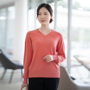 (모슬린) 엄마옷 브이넥 니트 티셔츠 613FGH551 마담/중년여성/빅사이즈/50대/60대