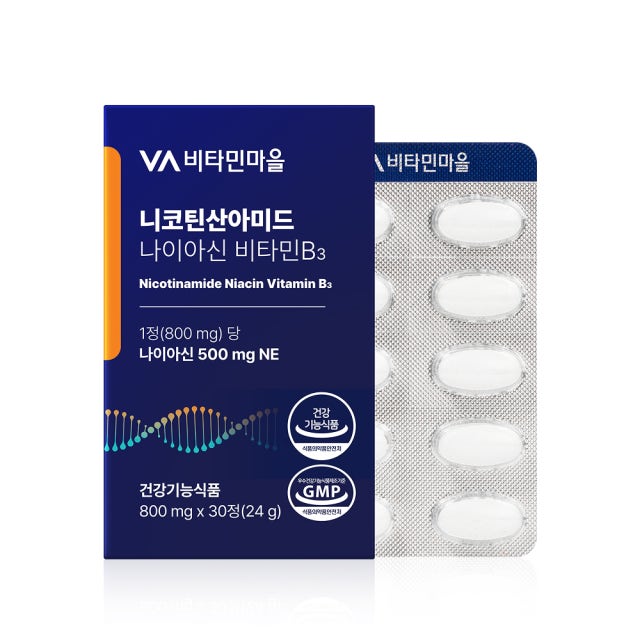 비타민마을 니코틴산아미드 <b>나이아신 비타민B3</b> 800mg x 30정, 12개