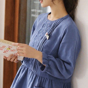 핀탁 셔링 린넨 원피스