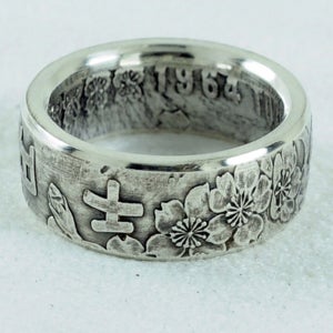 도쿄올림픽 벚꽃문양 슬림은화반지, 그루터기 동전반지