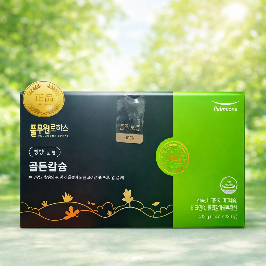 비바글로리 <b>풀무원로하스</b> 뼈에좋은 골든칼슘 3개월분+촉촉한 핸드크림 80ml증정  2.4g  180개