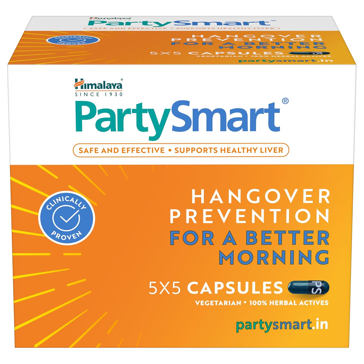 Himalaya PartySmart Capsules Hangover Prevention For Better Morning Herbal Solution Safe Effective