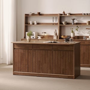 헤이즐 원목 광파오븐 와이드 아일랜드 홈바 식탁 서랍 수납장 1600x750 GM552C