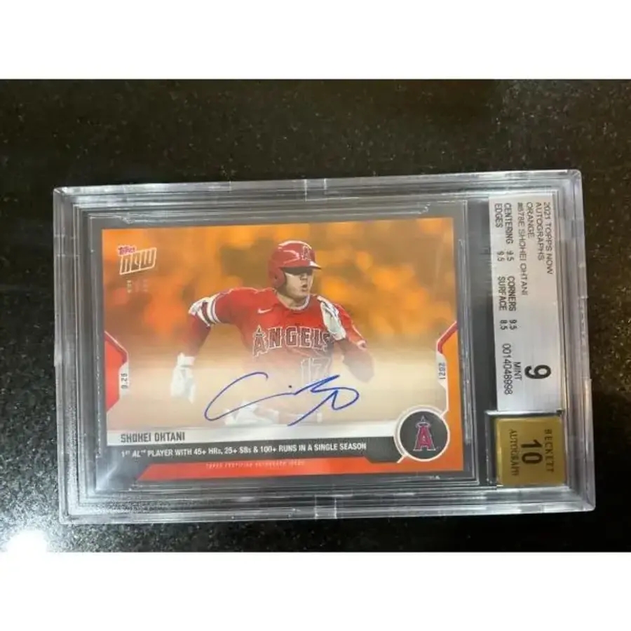 온카드 오토 5 오타니 쇼헤이 2021 MLB TOPPS NOW 카드 878 45 HR 25 SB MVP BGS 9 야구 슬랩 사인