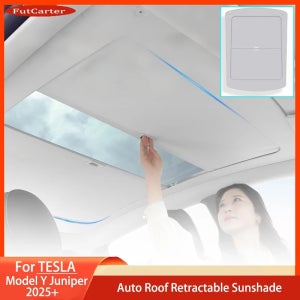 Tesla Model Y Juniper 2025+ 업그레이드 스크롤 썬루프 차양 지붕 UV 보호 개폐식 썬 바이저 인테리어 액세서리
