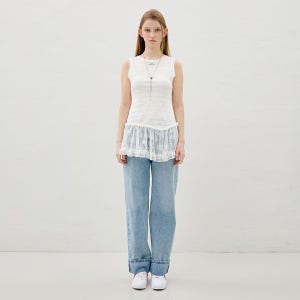 [올리브데올리브] 슬림 스트레이트 롤업 데님 팬츠 OE6SL1760