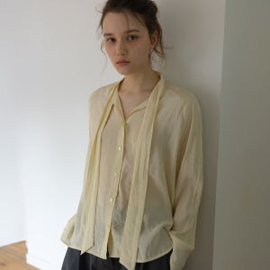 [시엔느] Cecile Tie Blouse (Light Yellow)