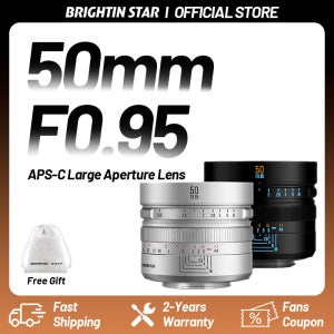 브라이트인 스타 50mm F0.95 APS-C 미러리스 카메라 렌즈, 소니 E ZVE10, 후지필름 XF, 캐논 EOS M, 니콘 Z, 캐논 RF-S, M43용 인물 사진 촬영 렌