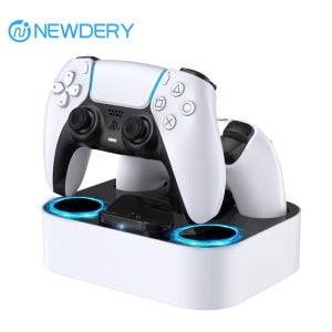 PlayStation 5 및 DualSense Edge 컨트롤러용 PS5 컨트롤러 충전기 스테이션 케이블이 포함된 고속 충전 도크 스탠드, 흰색 및 검정색