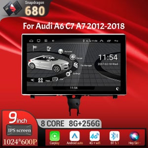 아우디 A6 C7 A7 2012-2018용 9인치 안드로이드 13 무선 블루투스 카플레이 헤드 유닛 퀄컴 스냅드래곤 680 스크린 스테레오 시스템