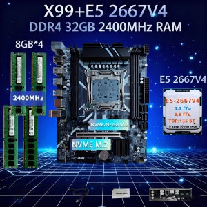 메탈 데스크탑 X99 세트 LGA 2011-3 2667V4 4*8GB RAM 2400MHz