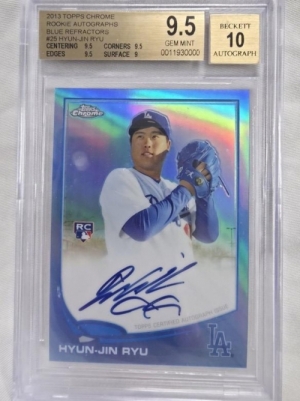 2013 TOPPS CHROME 탑스 크롬 류현진 199장 한정 루키 친필 싸인 오토 BGS 9.5 MLB 메이저리그 야구 스포츠 카드