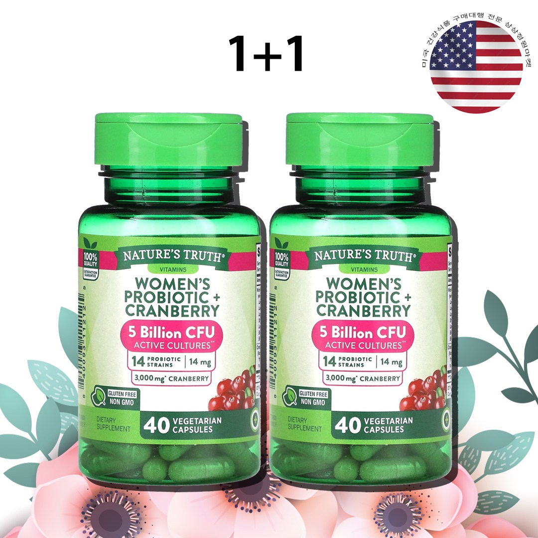 <b>네이처스트루</b> 우먼스 프로바이오틱 유산균 14 스트레인 크랜베리 50억 40정 x 2병
