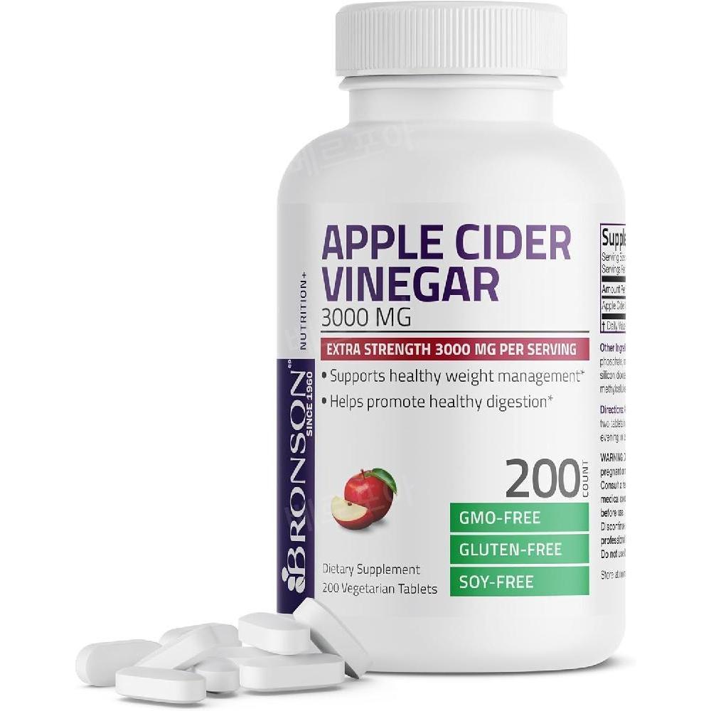 <b>브론슨</b> 애사비 애플사이다비니거 3000mg 200정 Bronson  1개