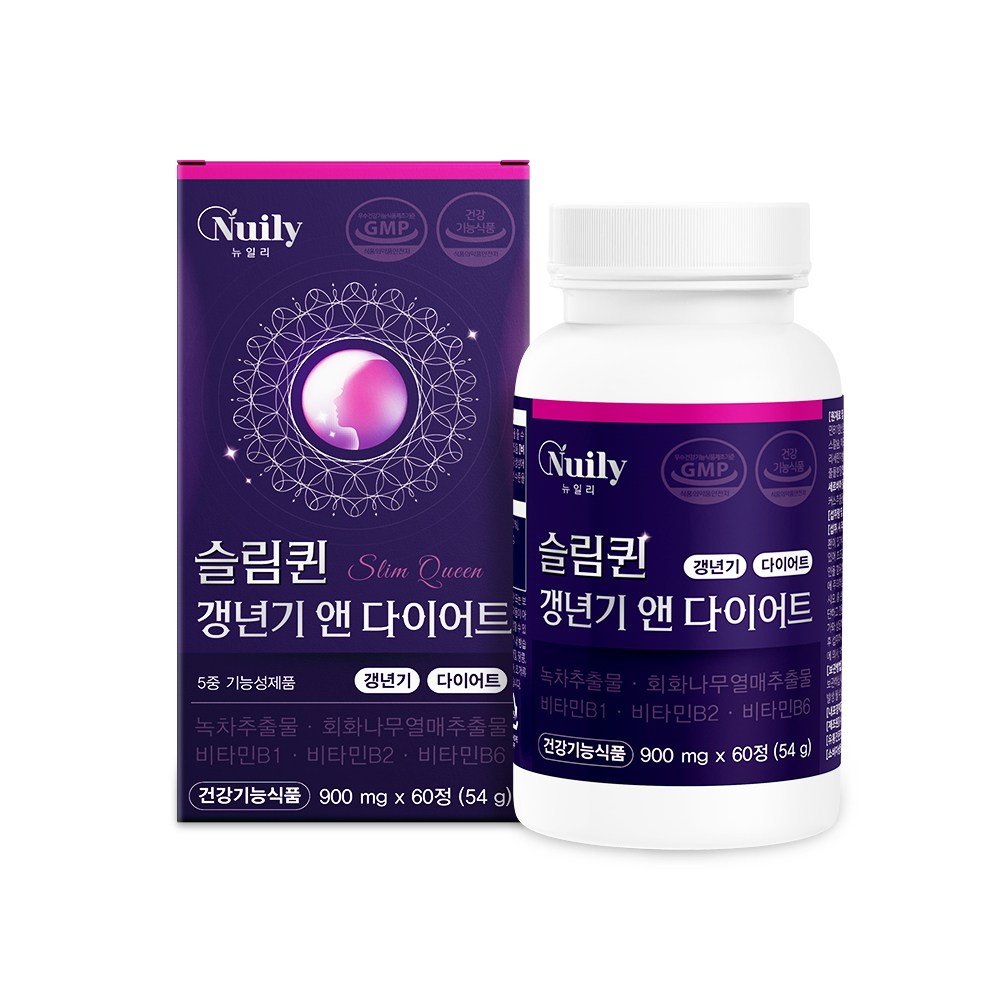 뉴일리 슬림퀸 갱년기 여성 건강 체지방 관리 케어 다이어트 900mg 카테킨 항산화 혈중 콜레스테롤 개선에 도움 에너지<b>생성</b> 회화나무열매 추출물  60정  1개