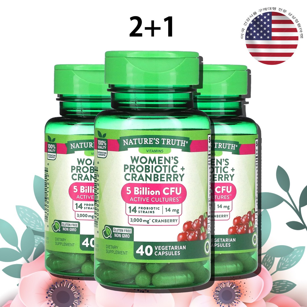 <b>네이처스트루</b> 우먼스 프로바이오틱 유산균 14 스트레인 크랜베리 50억 40정 x 3병