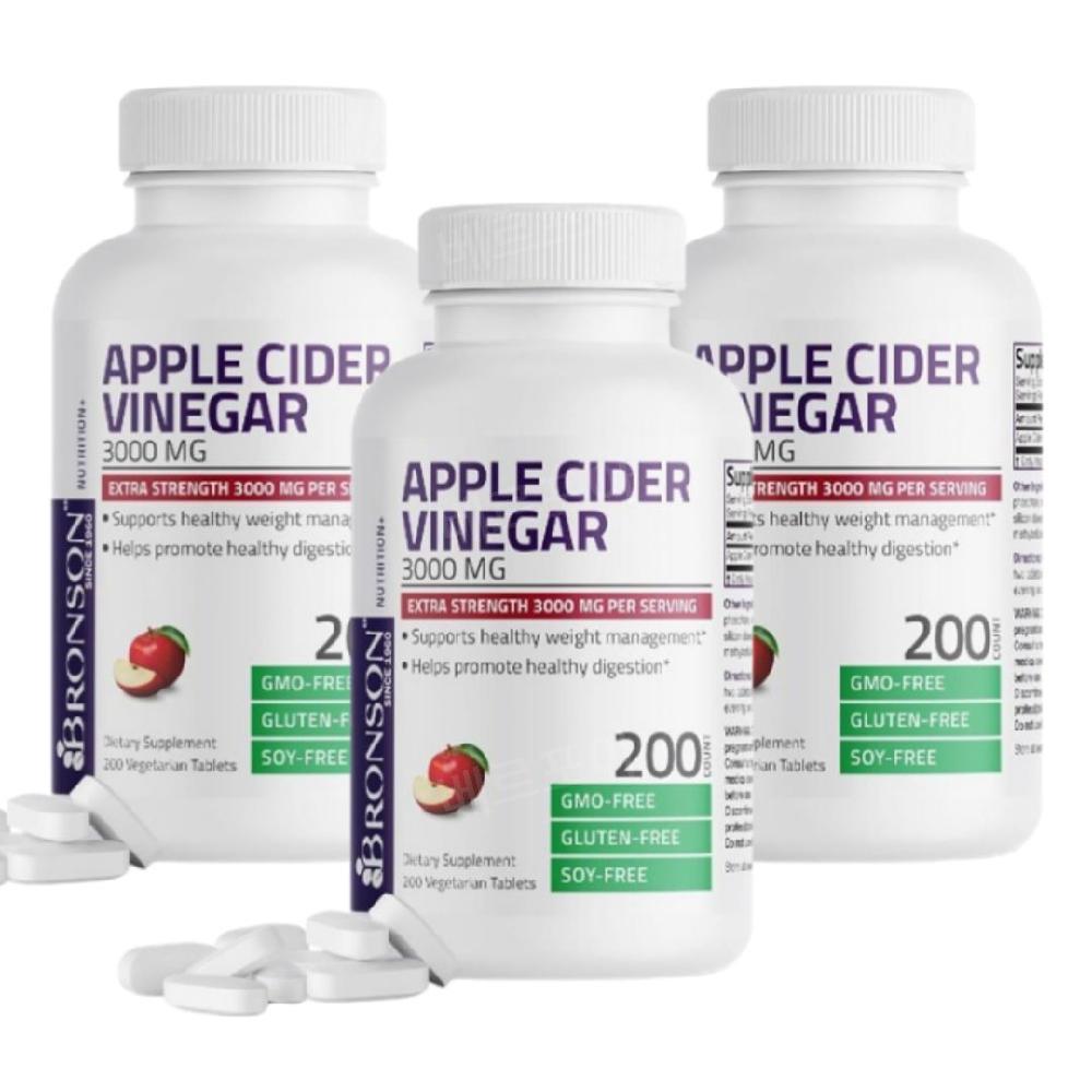 <b>브론슨</b> 애플사이다비니거 애사비 3000mg 200정 3개 Bronson