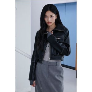 [백화점 정품] 에고이스트 여성코트 빅 카라포인트 리얼 레더자켓 ER1LJ160