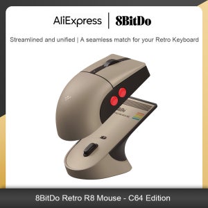 8Bitdo Retro R8 마우스(충전 도크 포함) 8BitDo Retro 키보드 게임 액세서리용 4K 폴링 레이트 게이밍 마우스