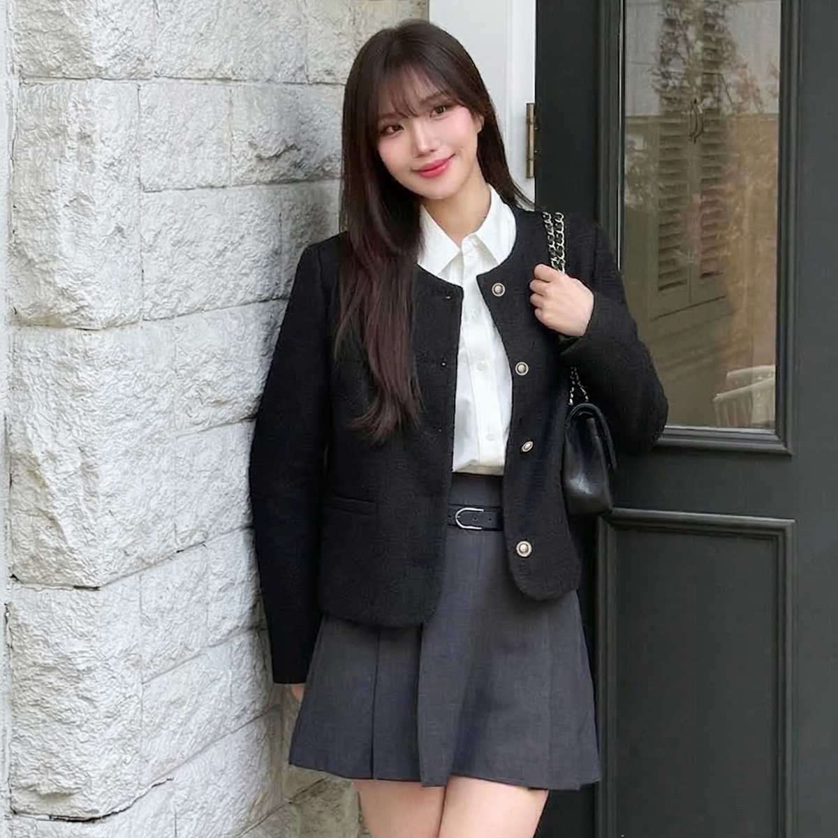 로엠 올데이자켓 칼라리스 트위드 자켓 RMJKG23S99
