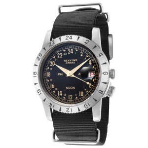 글라이신 에어맨 빈티지 누눈 퓨리스트 자동 블랙 다이얼 남성 시계 GL0377 오토매틱 Airman Vintage Noon Purist 40mm Black Dial 60241079