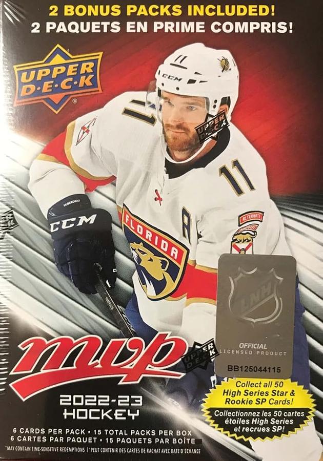 [아마존 공식]NHL Upper Deck 2022-23 MVP 하키 트레이딩 카드 블래스터 박스 [15팩, 블래스터 독점 골드 스크립트 패러렐]