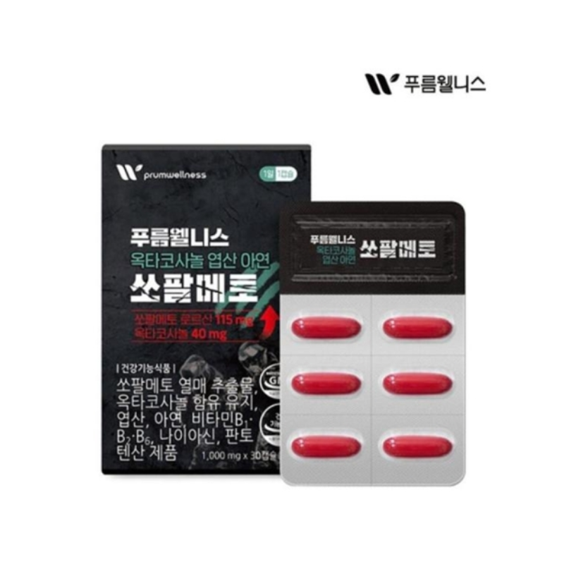 쏘팔메토 옥타코사놀 엽산 아연 비타민B1 2 6 나이아신 <b>판토텐산</b>  30정  1개